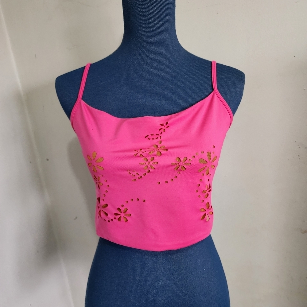 Vintage Frederick's of Hollywood Hot Pink Strappy Crop Top